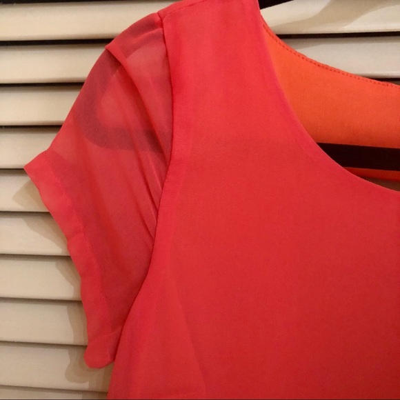 Coral Dress Sheer Short Sleeves Back Cut-Out - Picture 6 of 8